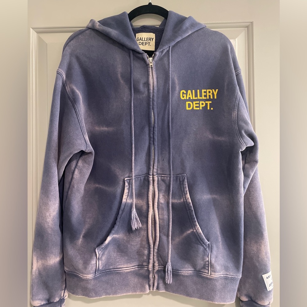 Gallery Dept Sun Faded Blue Logo Zip Up Hoodie